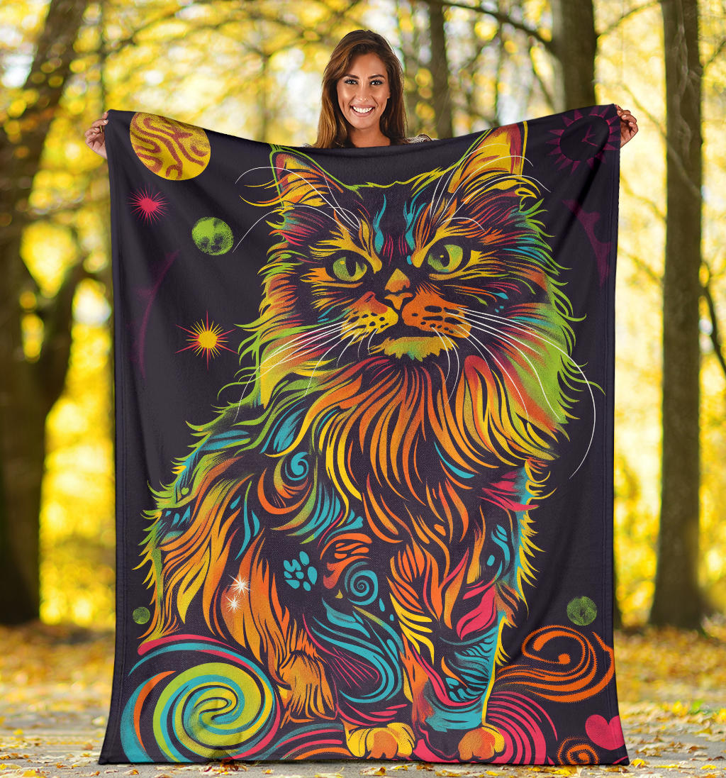 Ragamuffin Cat Blanket, Trippy Psychedelics Ragamuffin Cat Fleece Blanket, Ragamuffin Cat Throw Blanket, Ragamuffin Cat Gifts