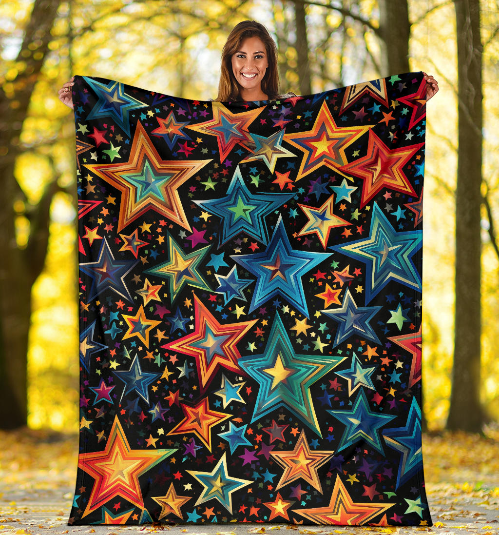 Stars Blanket, Trippy Psychedelics Stars Blanket, Stars Gifts, Flower Child Blanket