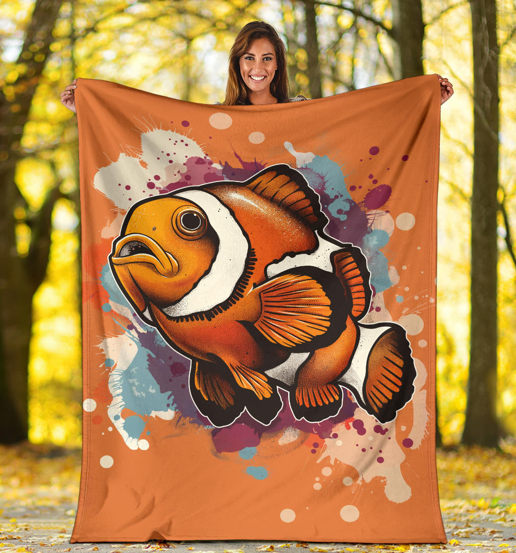 Clownfish Blanket, Trippy Psychedelics Clownfish Fleece Blanket, Clownfish Throw Blanket, Clownfish Gifts