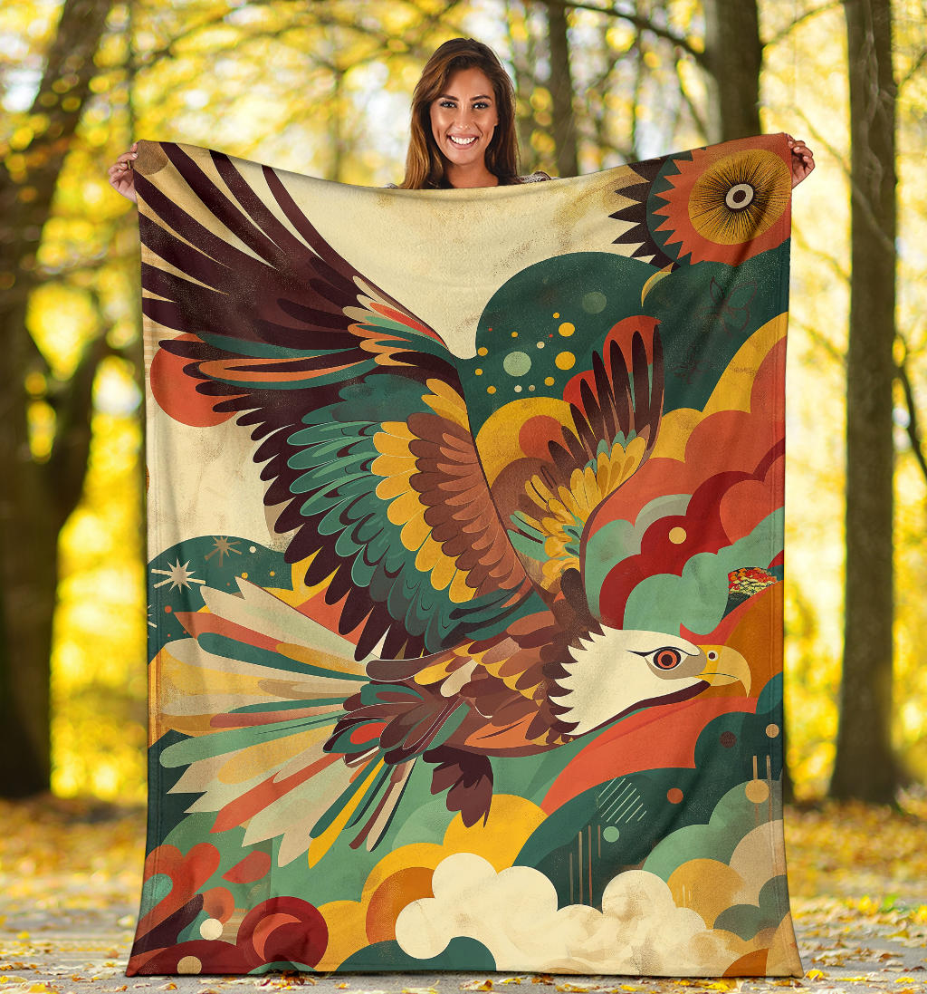 Eagle Blanket, Trippy Psychedelics Eagle Fleece Blanket, Eagle Throw Blanket, Eagle Gifts