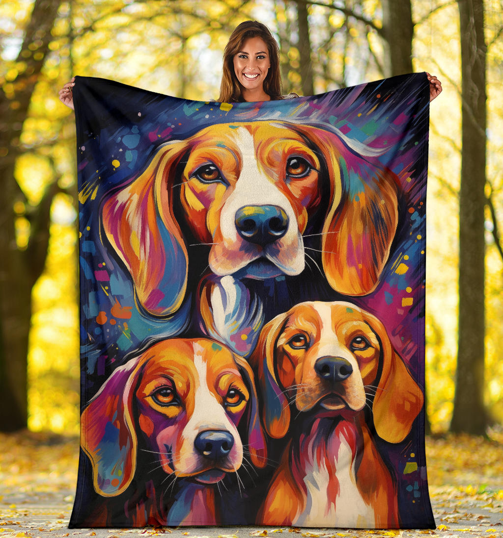 English Foxhound Blanket, Trippy Psychedelics English Foxhound Fleece Blanket, English Foxhound Throw Blanket, English Foxhound Gifts