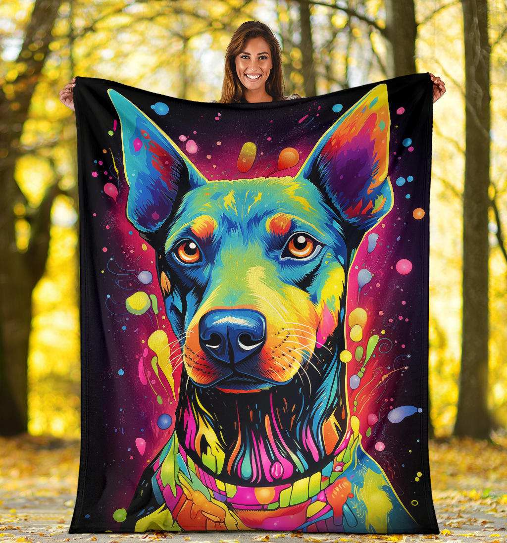 Trippy Psychedelics Doberman Pinscher Blanket, Doberman Pinscher Throw Blanket, Doberman Pinscher Fleece Blanket, Doberman Pinscher Gifts