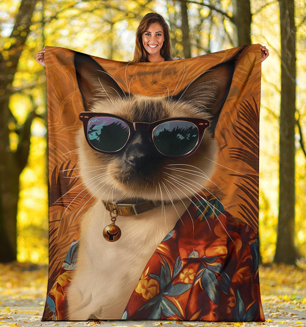 Balinese cat Blanket, Trippy Psychedelics Balinese cat Fleece Blanket, Balinese cat Throw Blanket, Balinese cat Gifts