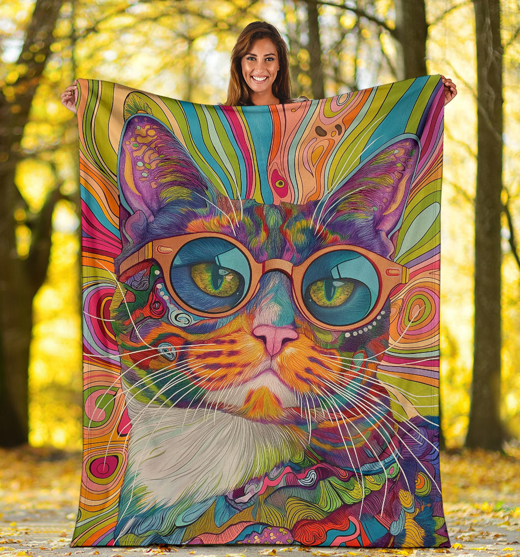 American Wirehair cat Blanket, Trippy Psychedelics American Wirehair cat Fleece Blanket, American Wirehair cat Throw Blanket, American Wirehair cat Gifts