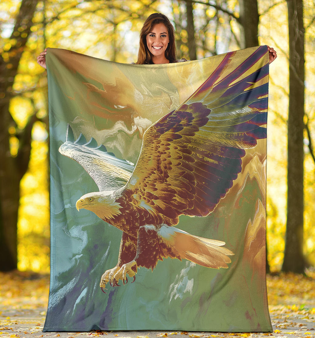 Eagle Blanket, Trippy Psychedelics Eagle Fleece Blanket, Eagle Throw Blanket, Eagle Gifts