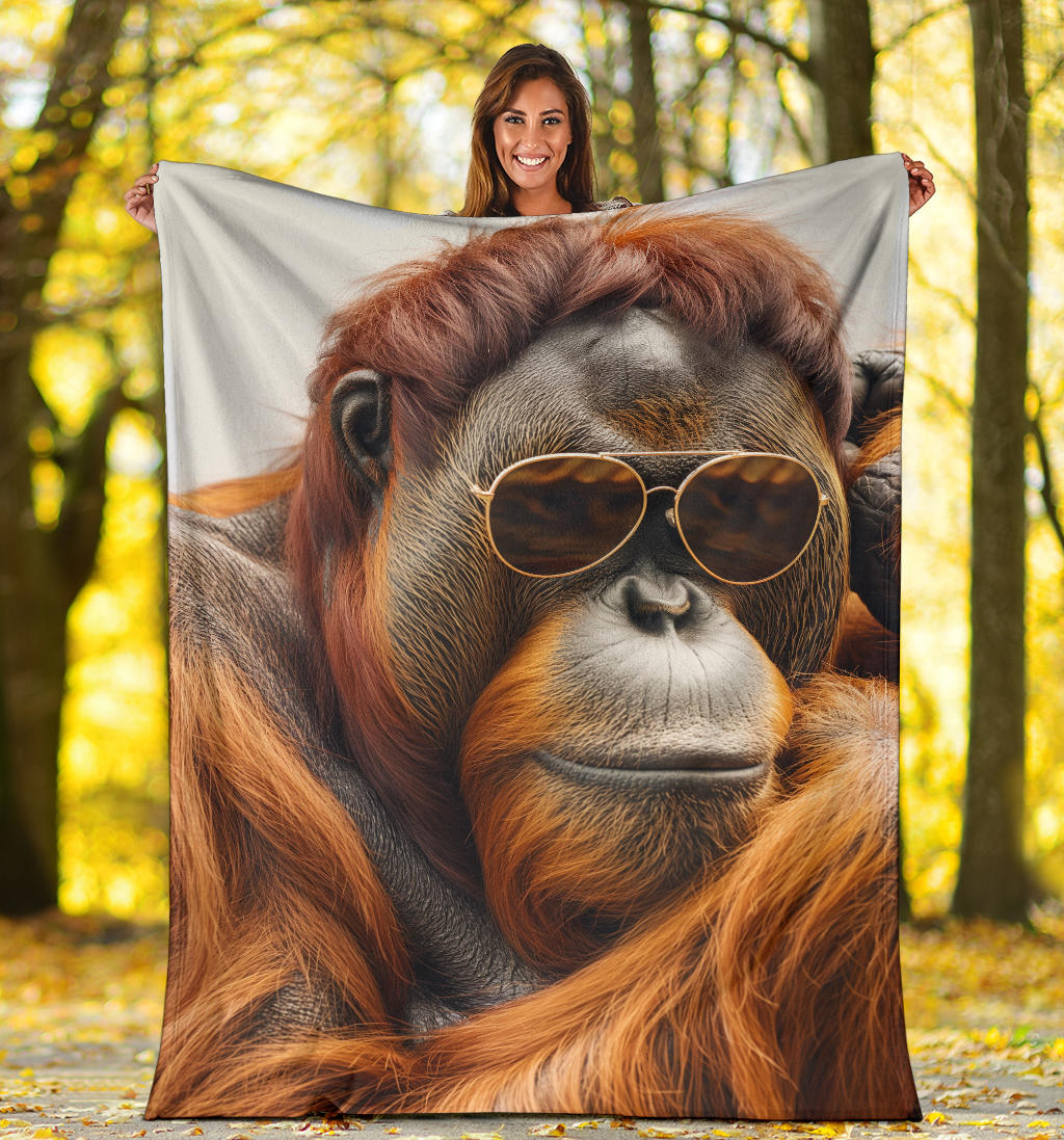 Orangutan animal Blanket, Trippy Psychedelics Orangutan animal Fleece Blanket, Orangutan animal Throw Blanket, Orangutan animal Gifts