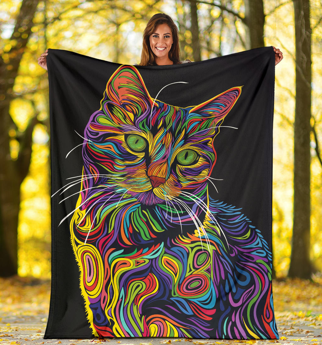 American Shorthair cat Blanket, Trippy Psychedelics American Shorthair cat Fleece Blanket, American Shorthair cat Throw Blanket, American Shorthair cat Gifts