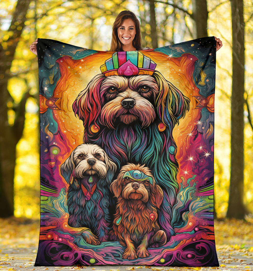 Lowchen Blanket, Trippy Psychedelics Lowchen Fleece Blanket, Lowchen Throw Blanket, Lowchen Gifts