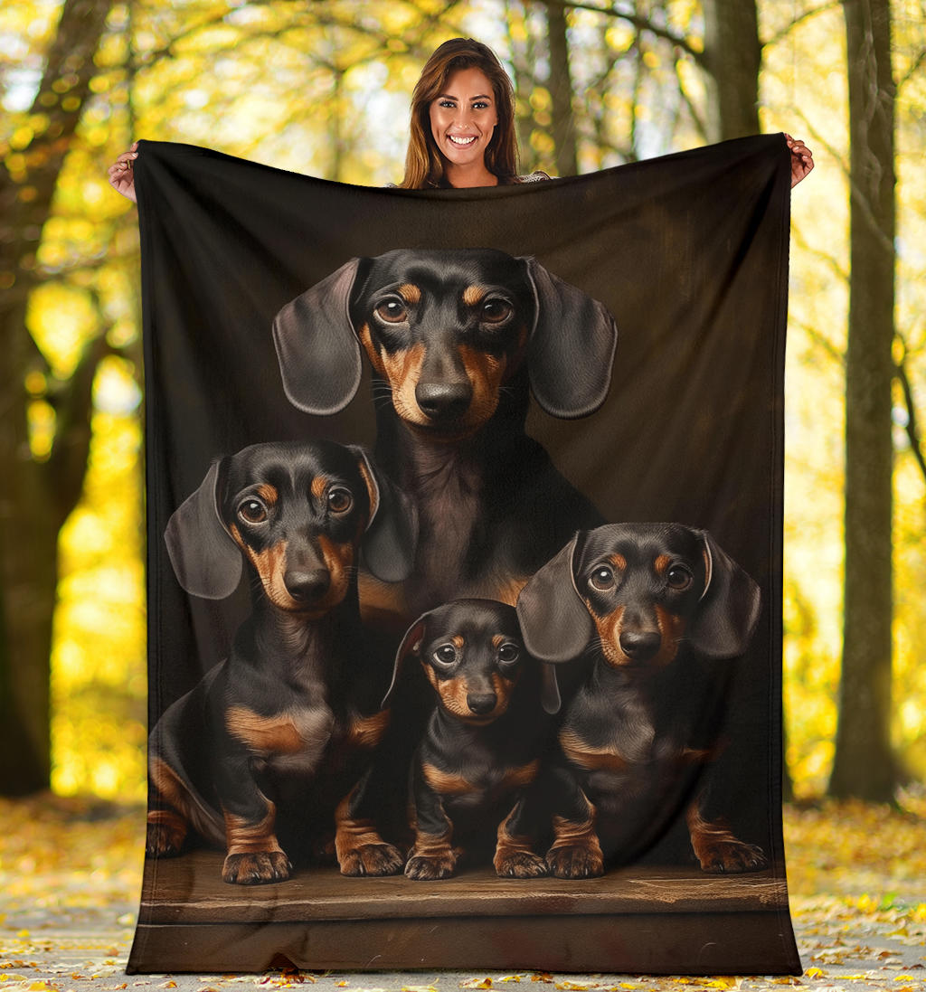 Dachshund Family Blanket, Dachshund Fleece Blanket, Dachshund Gifts, Dachshund Throw Blanket