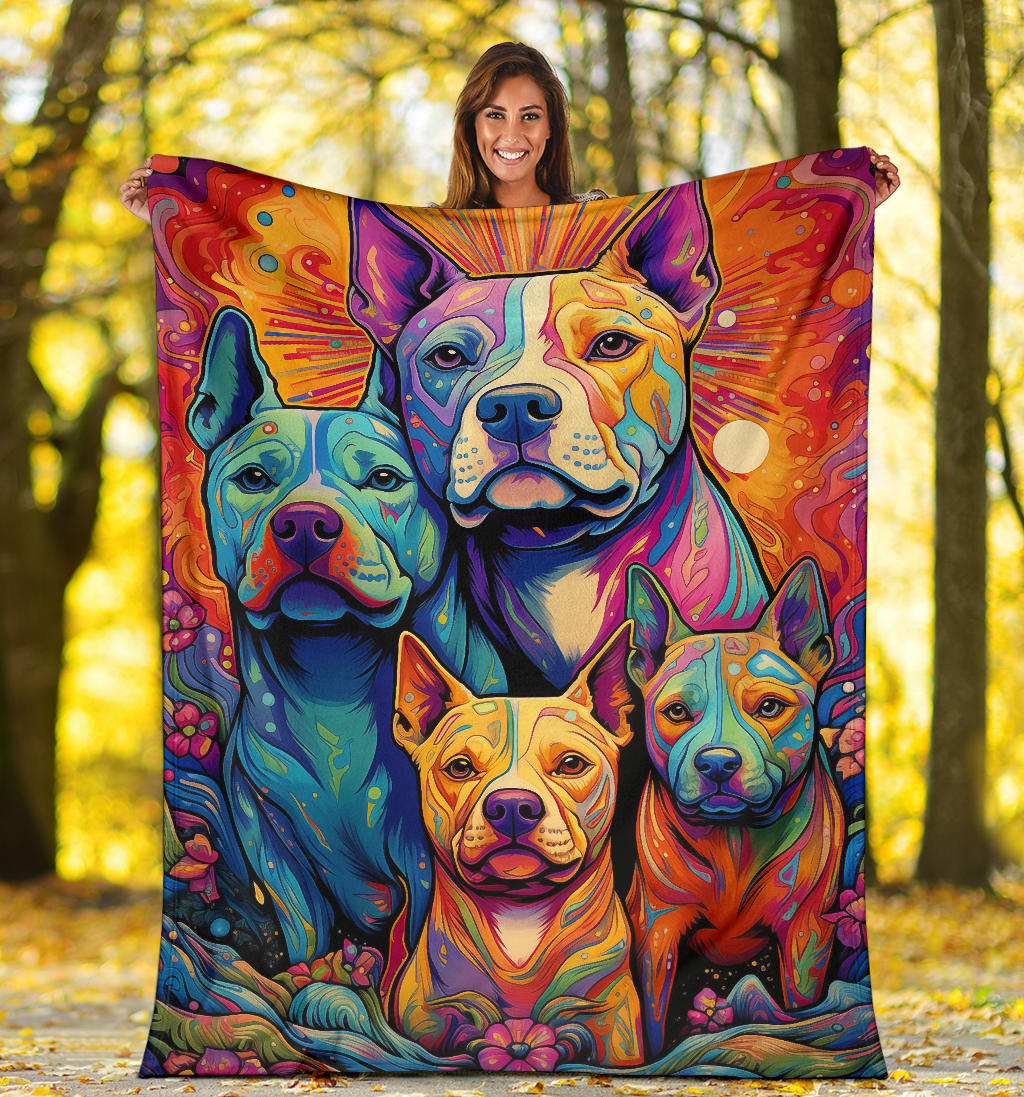 American Staffordshire Terri Blanket, Trippy Psychedelics American Staffordshire Terri Fleece Blanket, American Staffordshire Terri Throw Blanket, American Staffordshire Terri Gifts