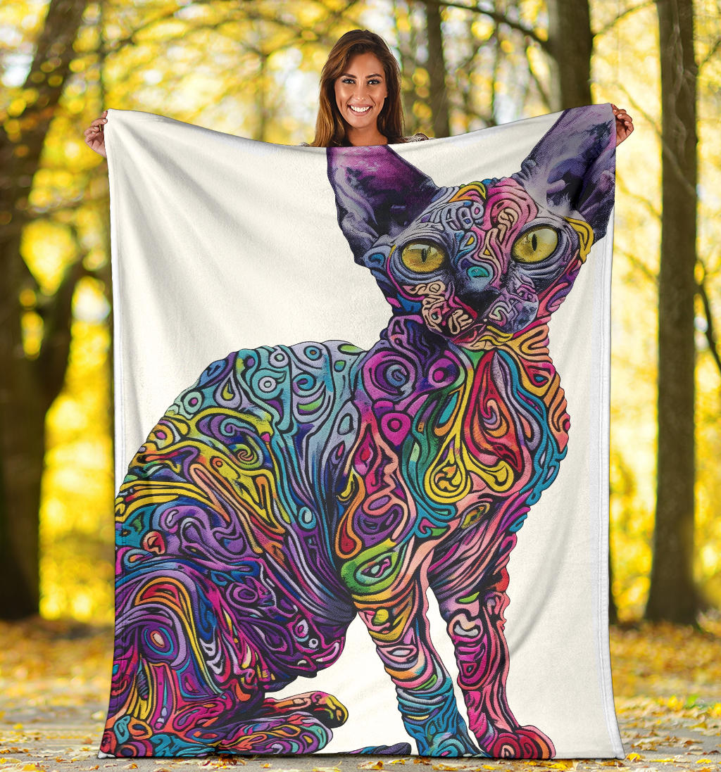 Devon Rex cat Blanket, Trippy Psychedelics Devon Rex cat Fleece Blanket, Devon Rex cat Throw Blanket, Devon Rex cat Gifts