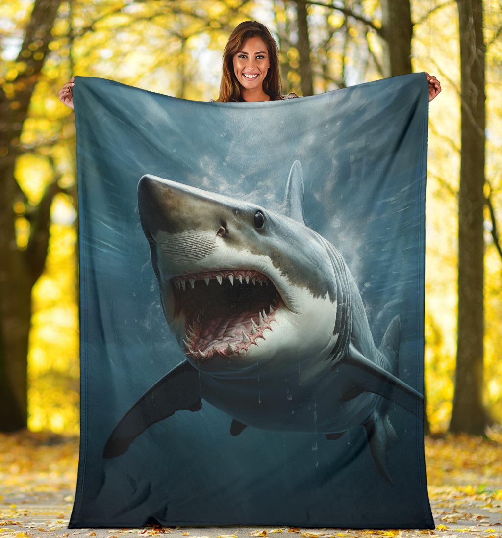 Great White Shark Blanket, Shark Throw Blanket, Shark Fleece Blanket, Shark Gifts, Custom Shark Blanket