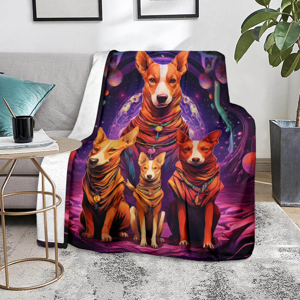 Basenji Blanket, Trippy Psychedelics Basenji Fleece Blanket, Basenji Throw Blanket, Basenji Gifts