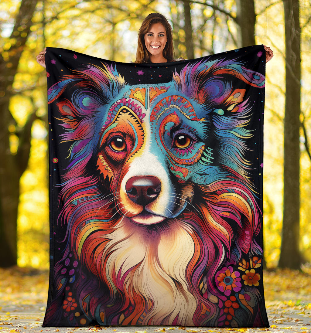 Australian Shepherd Blanket, Australian Shepherd Trippy Psychedelics Blanket, Australian Shepherd Gifts, Australian Shepherd Throw Blanket