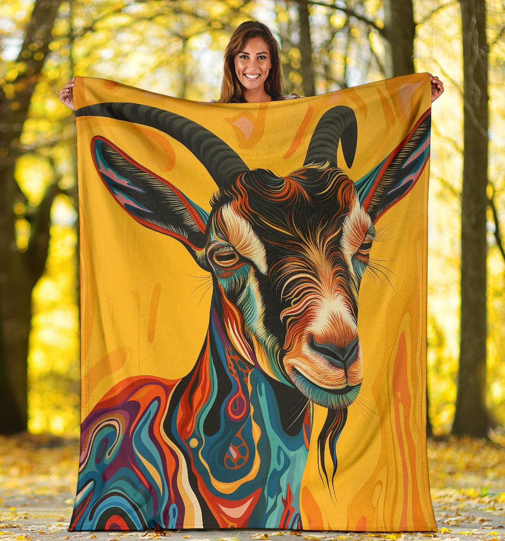 Goat Blanket, Trippy Psychedelics Goat Fleece Blanket, Goat Throw Blanket, Goat Gifts