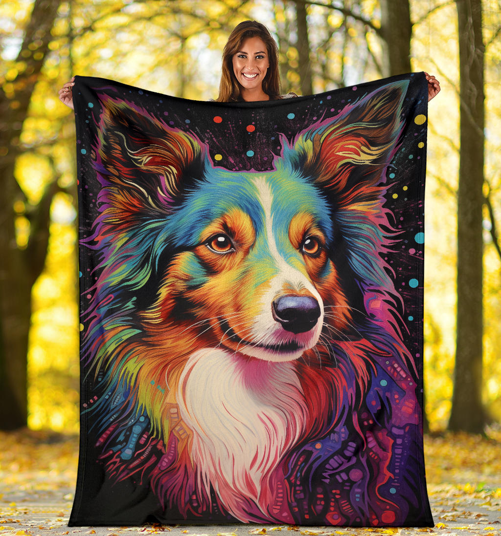 Shetland Sheepdog Blanket, Shetland Sheepdog Fleece Blanket, Shetland Sheepdog Trippy Psychedelics Throw Blanket, Shetland Sheepdog Gifts