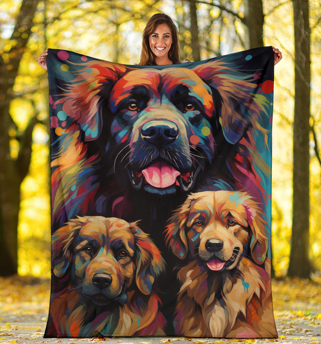 Leonberger Blanket, Trippy Psychedelics Leonberger Fleece Blanket, Leonberger Throw Blanket, Leonberger Gifts