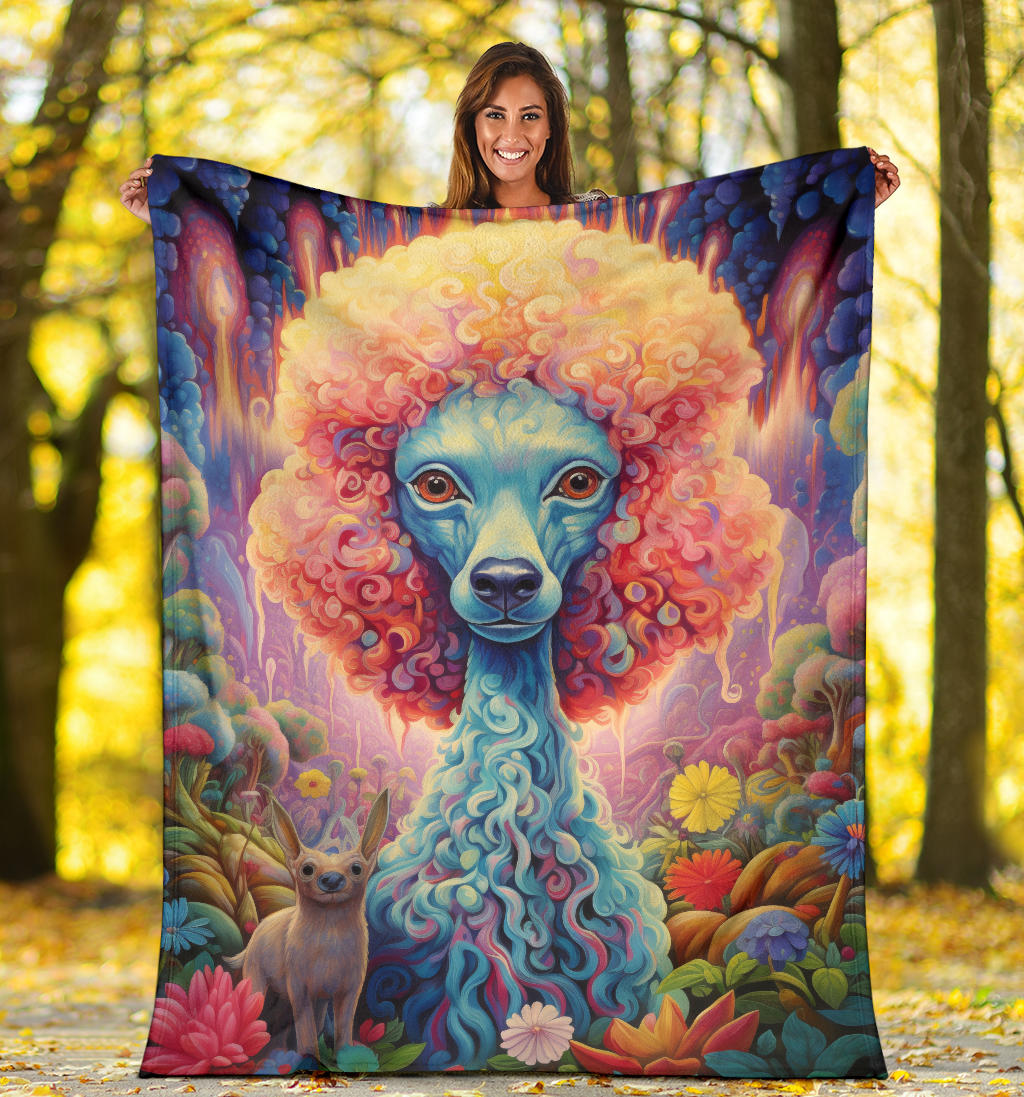 Trippy Psychedelics Poodle Blanket, Poodle Throw Blanket, Poodle Fleece Blanket, Poodle Gifts