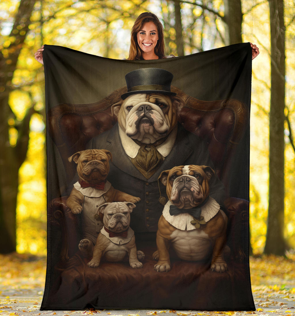 Bulldog Family Blanket, Bulldog Gifts, Bulldog Blanket, Bulldog Throw Blanket