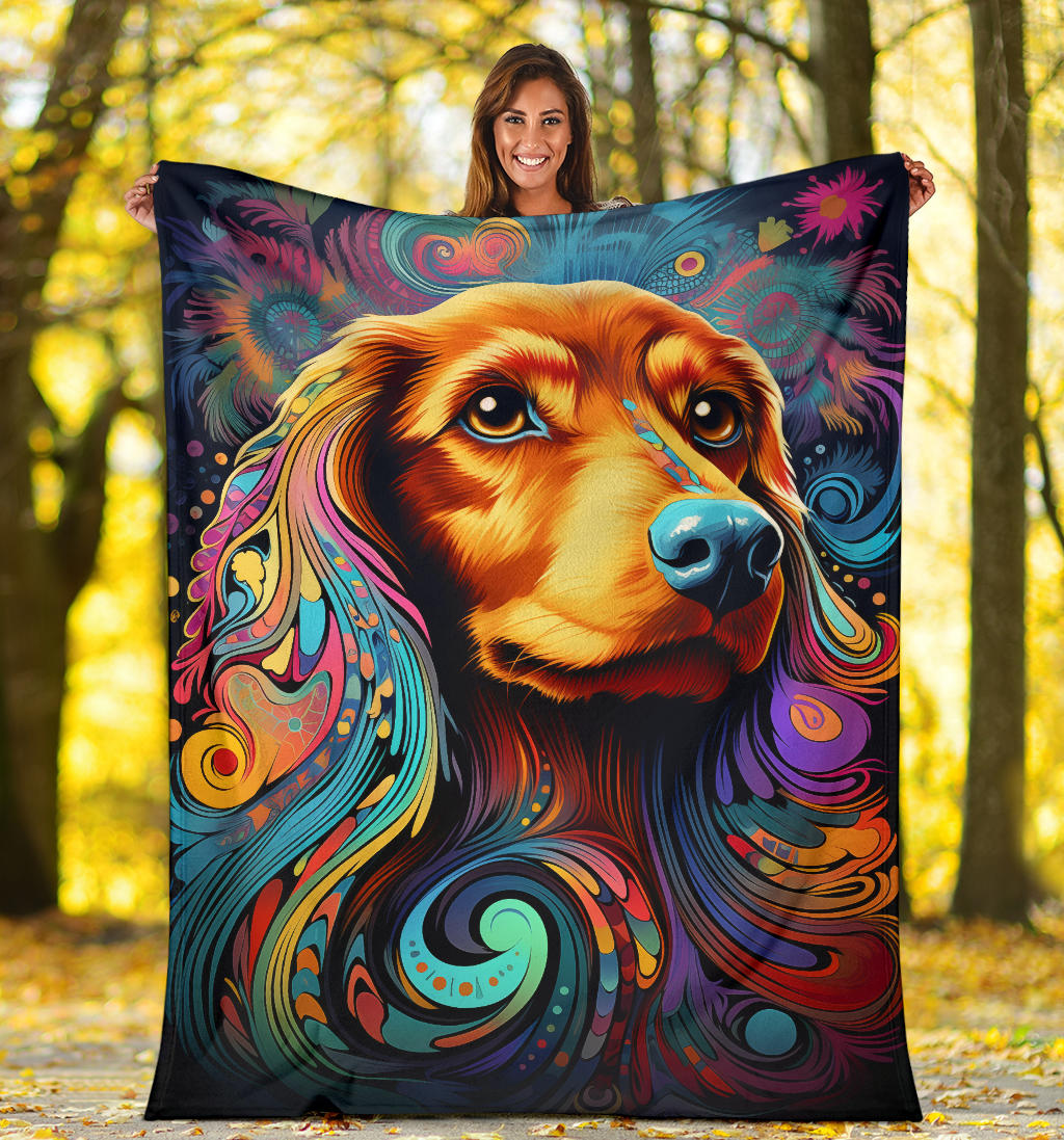 Trippy Psychedelics Dachshund Blanket, Dachshund Throw Blanket, Dachshund Fleece Blanket, Dachshund Gifts