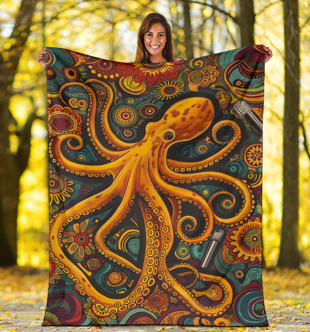 Octopus Blanket, Trippy Psychedelics Octopus Fleece Blanket, Octopus Throw Blanket, Octopus Gifts