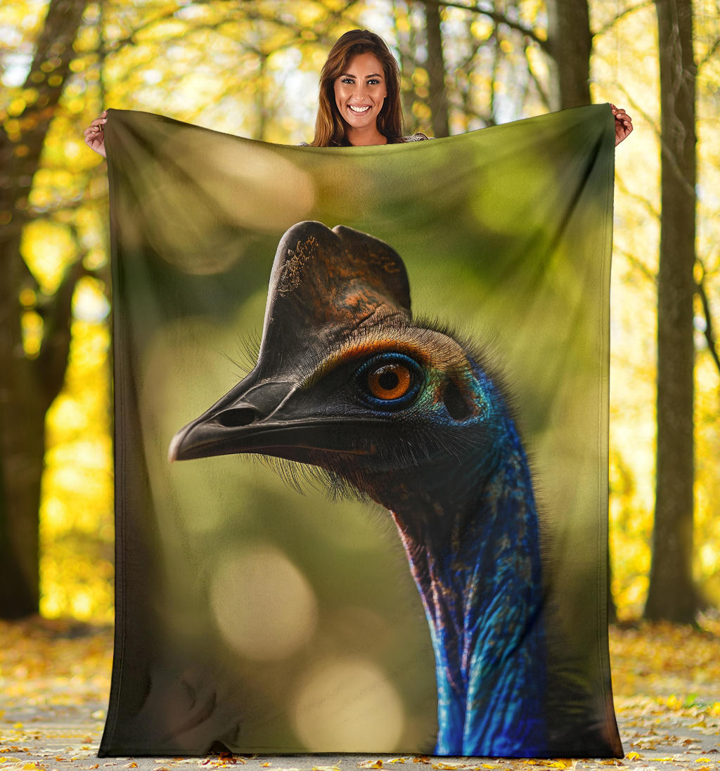 Cassowary Blanket, Trippy Psychedelics Cassowary Fleece Blanket, Cassowary Throw Blanket, Cassowary Gifts