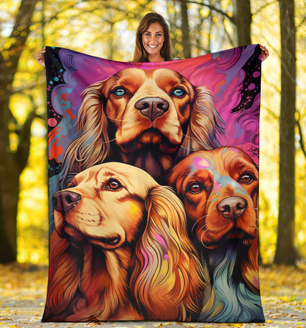 Sussex Spaniel Blanket, Trippy Psychedelics Sussex Spaniel Fleece Blanket, Sussex Spaniel Throw Blanket, Sussex Spaniel Gifts