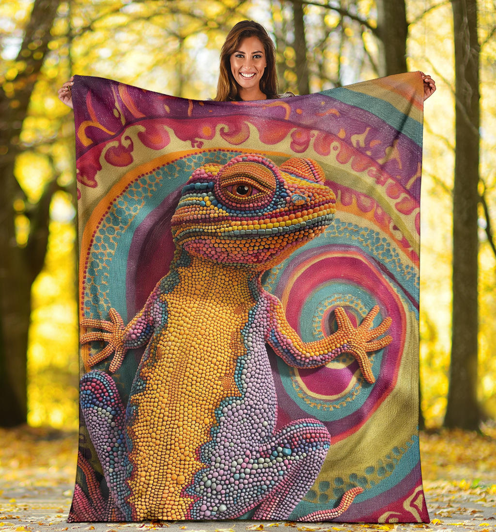 Lizard Blanket, Trippy Psychedelics Lizard Fleece Blanket, Lizard Throw Blanket, Lizard Gifts