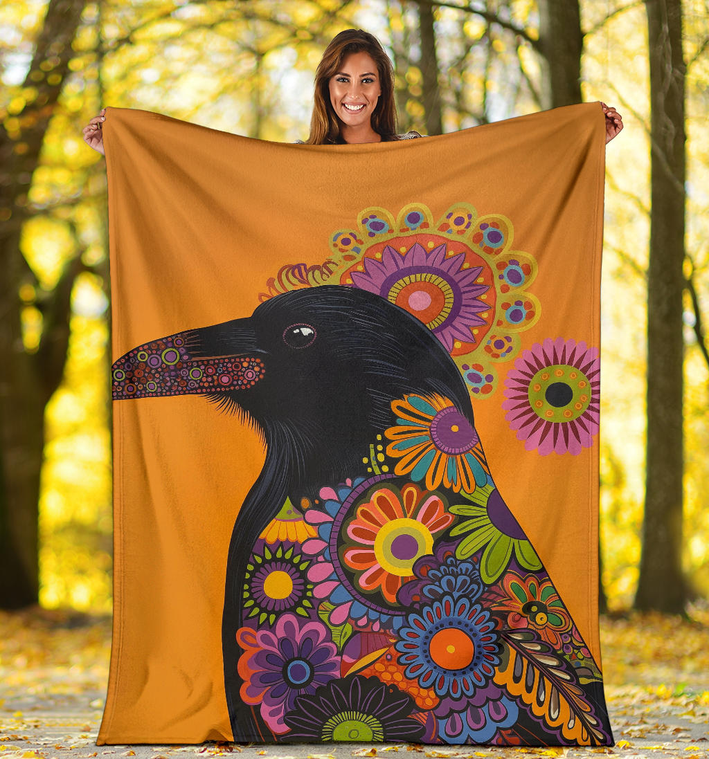 Crow bird Blanket, Trippy Psychedelics Crow bird Fleece Blanket, Crow bird Throw Blanket, Crow bird Gifts