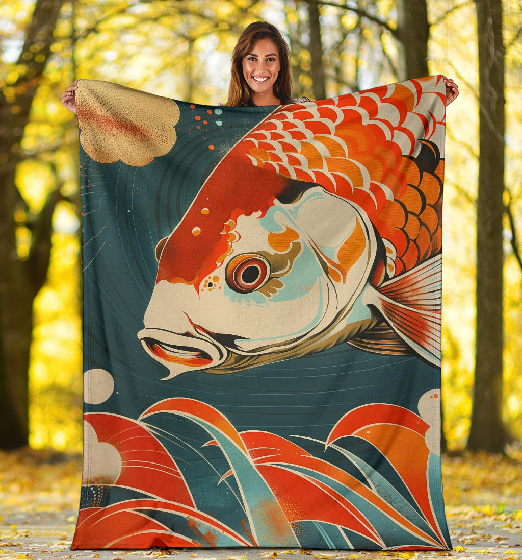 Carp Blanket, Trippy Psychedelics Carp Fleece Blanket, Carp Throw Blanket, Carp Gifts