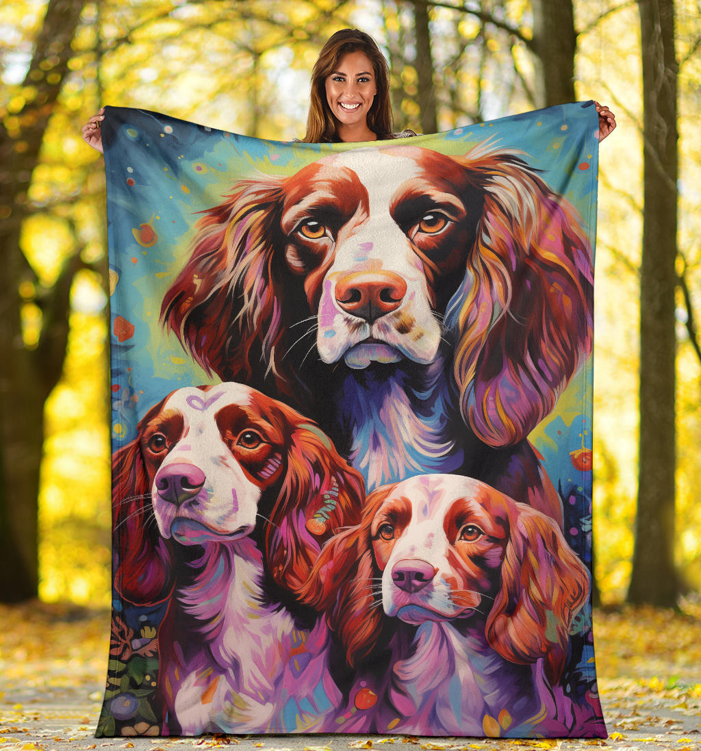 Welsh Springer Spaniel Blanket, Trippy Psychedelics Welsh Springer Spaniel Fleece Blanket, Welsh Springer Spaniel Throw Blanket, Welsh Springer Spaniel Gifts