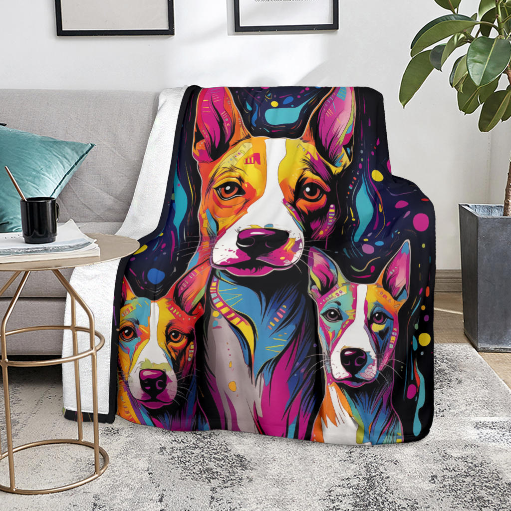 Basenji Blanket, Trippy Psychedelics Basenji Fleece Blanket, Basenji Throw Blanket, Basenji Gifts