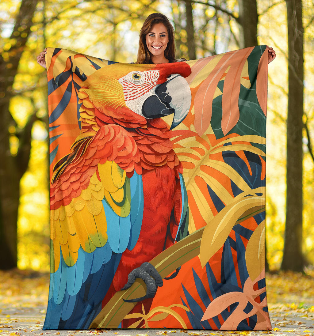 Parrot Blanket, Trippy Psychedelics Parrot Fleece Blanket, Parrot Throw Blanket, Parrot Gifts