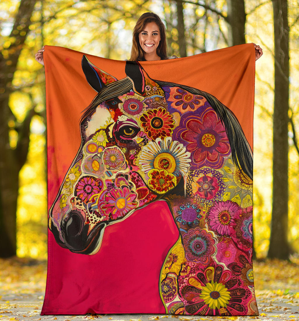 Horse Blanket, Trippy Psychedelics Horse Fleece Blanket, Horse Throw Blanket, Horse Gifts