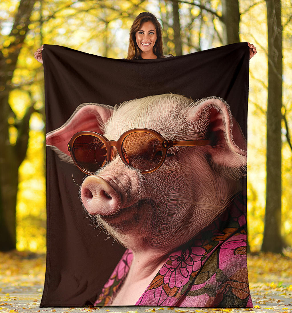 Pig Blanket, Trippy Psychedelics Pig Fleece Blanket, Pig Throw Blanket, Pig Gifts