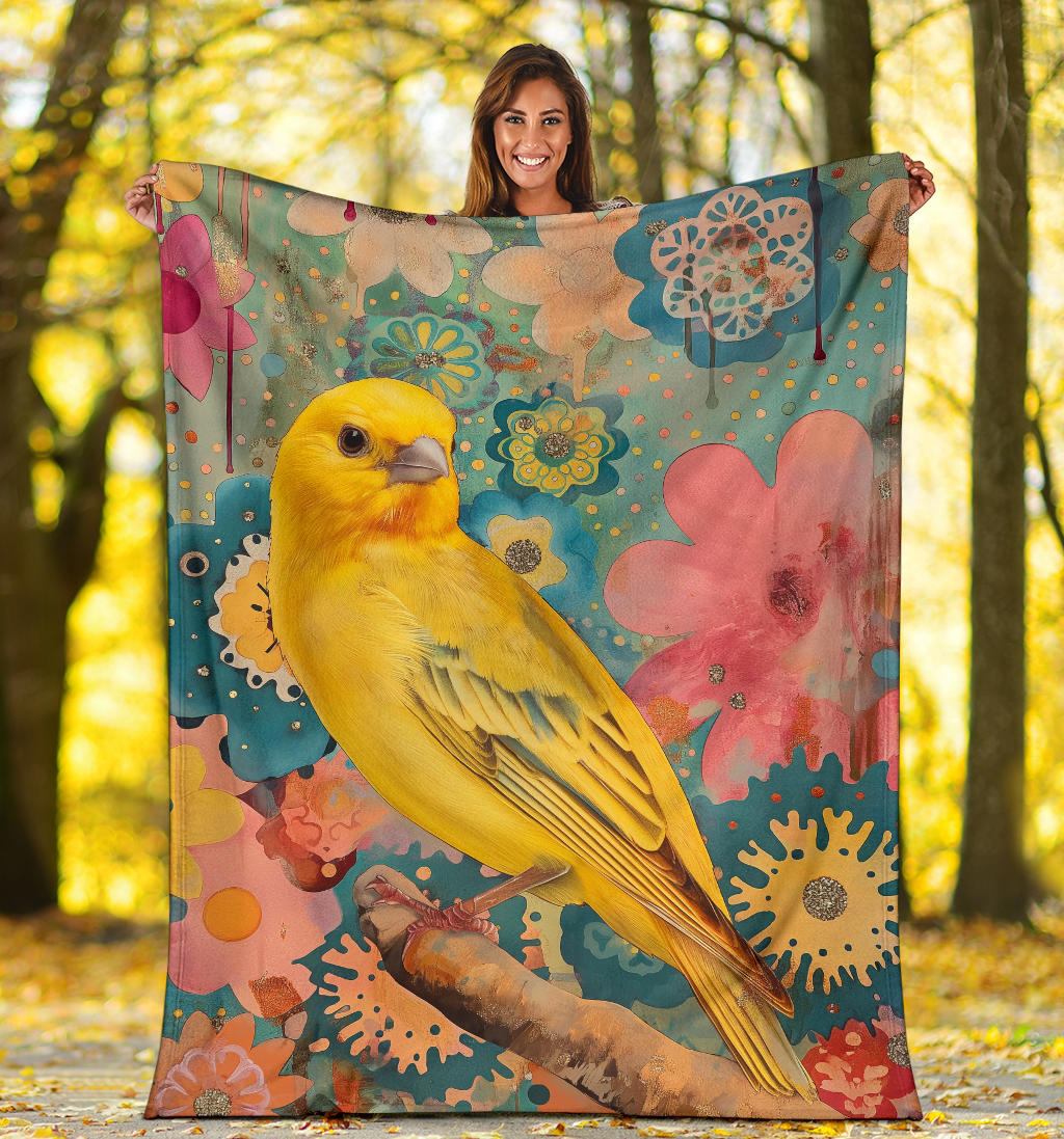 Canary bird Blanket, Trippy Psychedelics Canary bird Fleece Blanket, Canary bird Throw Blanket, Canary bird Gifts