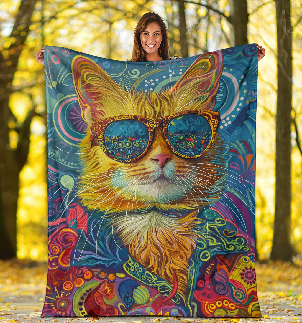 Ragamuffin Cat Blanket, Trippy Psychedelics Ragamuffin Cat Fleece Blanket, Ragamuffin Cat Throw Blanket, Ragamuffin Cat Gifts