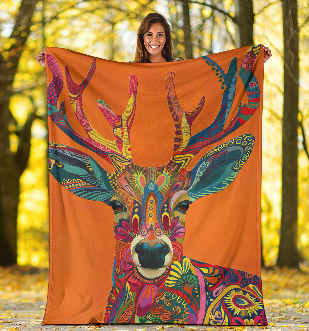 Antelope Blanket, Trippy Psychedelics Antelope Fleece Blanket, Antelope Throw Blanket, Antelope Gifts