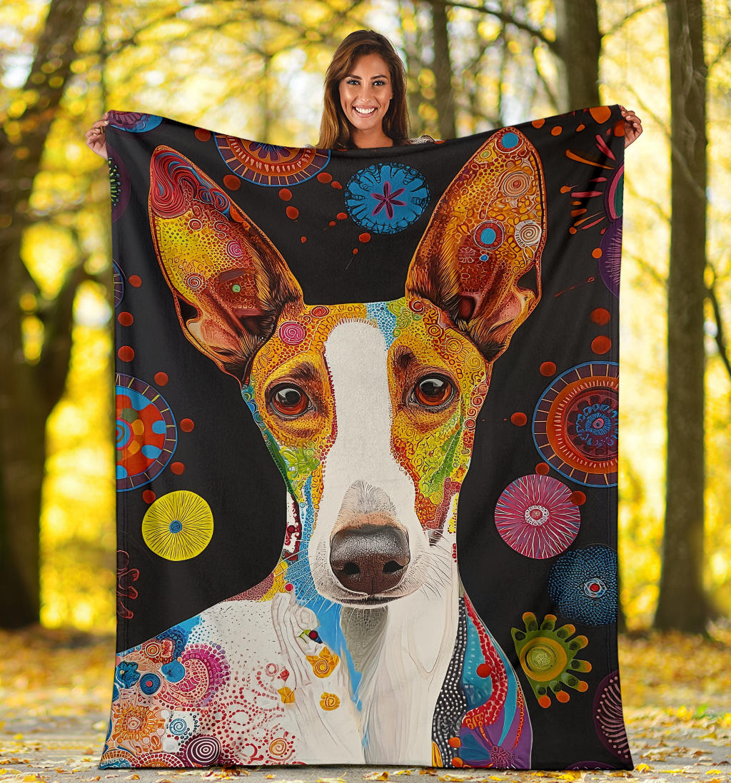 Ibizan Hound Blanket, Trippy Psychedelics Ibizan Hound Fleece Blanket, Ibizan Hound Throw Blanket, Ibizan Hound Gifts