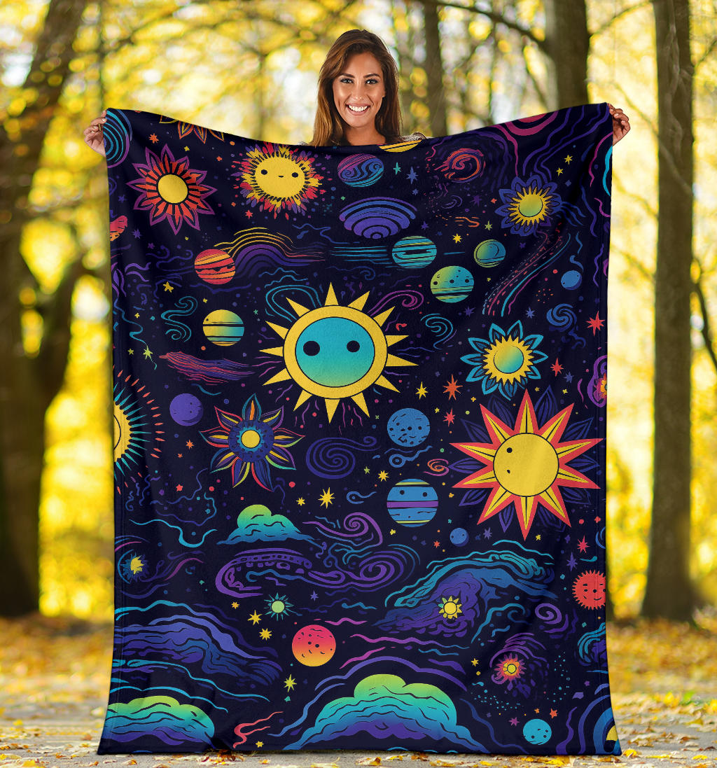 Trippy Psychedelics Stars Blanket, Hippie Gifts, Flower Fild Blanket, Festival Blanket, Rave Blanket, Festival Gifts