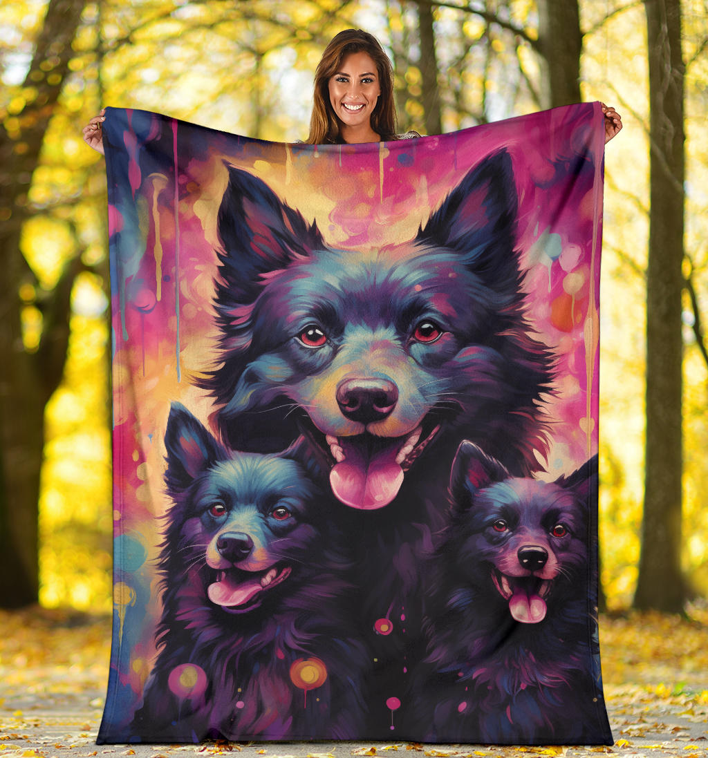 Schipperke Blanket, Trippy Psychedelics Schipperke Fleece Blanket, Schipperke Throw Blanket, Schipperke Gifts