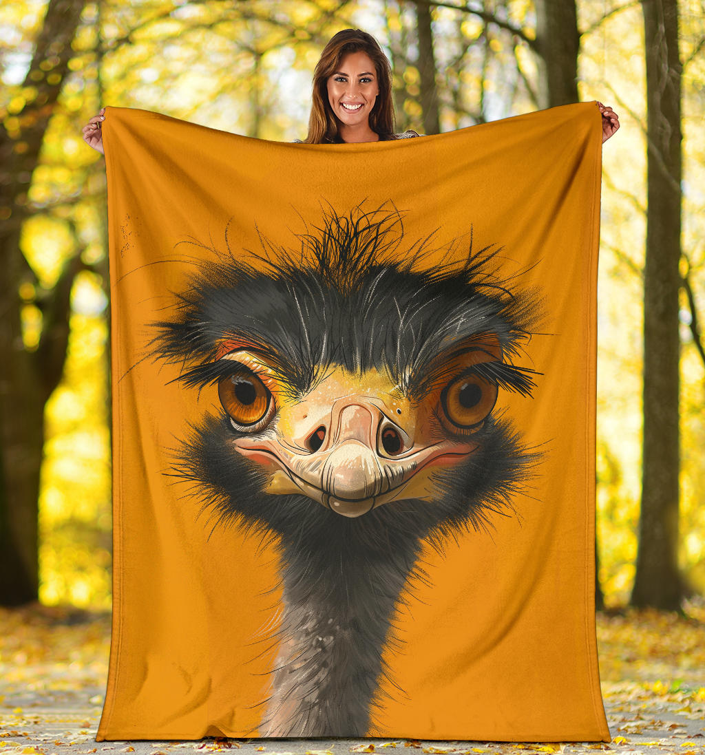 Ostrich Blanket, Trippy Psychedelics Ostrich Fleece Blanket, Ostrich Throw Blanket, Ostrich Gifts