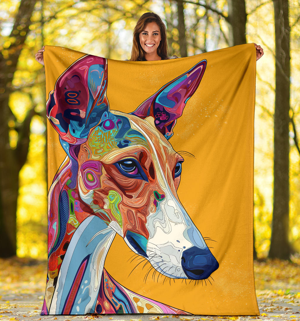 Ibizan Hound Blanket, Trippy Psychedelics Ibizan Hound Fleece Blanket, Ibizan Hound Throw Blanket, Ibizan Hound Gifts