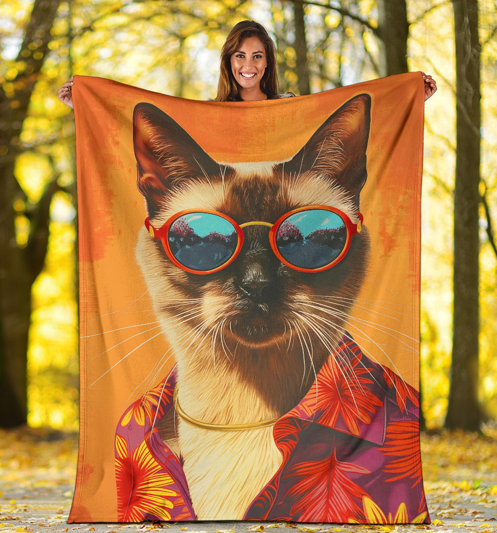 Burmese cat Blanket, Trippy Psychedelics Burmese cat Fleece Blanket, Burmese cat Throw Blanket, Burmese cat Gifts