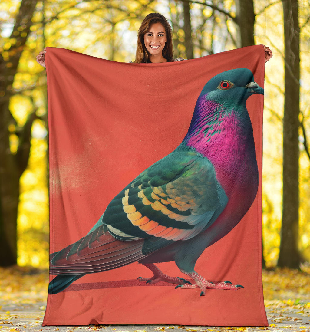 Pigeon Blanket, Trippy Psychedelics Pigeon Fleece Blanket, Pigeon Throw Blanket, Pigeon Gifts