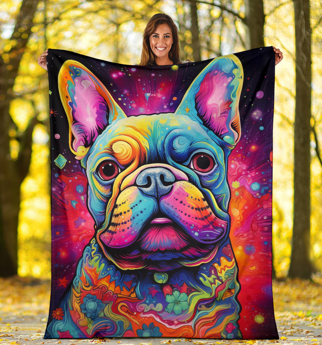 French Bulldog Blanket, French Bulldog Trippy Blanket, French Bulldog Gifts,French Bulldog Throw Blanket