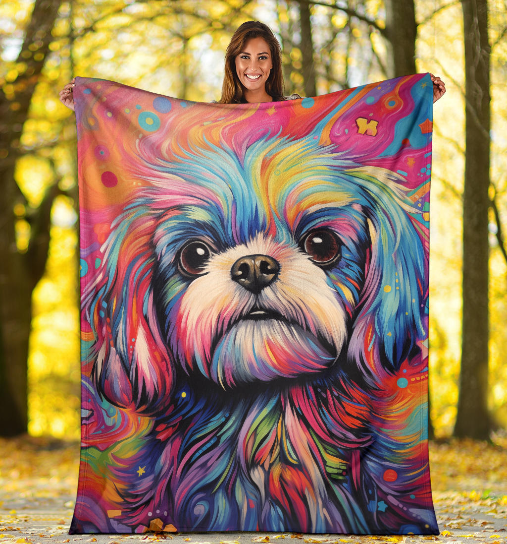 Shih Tzu Blanket, Shih Tzu Trippy Psychedelics Blanket, Shih Tzu Gifts, Shih Tzu Throw Blanket