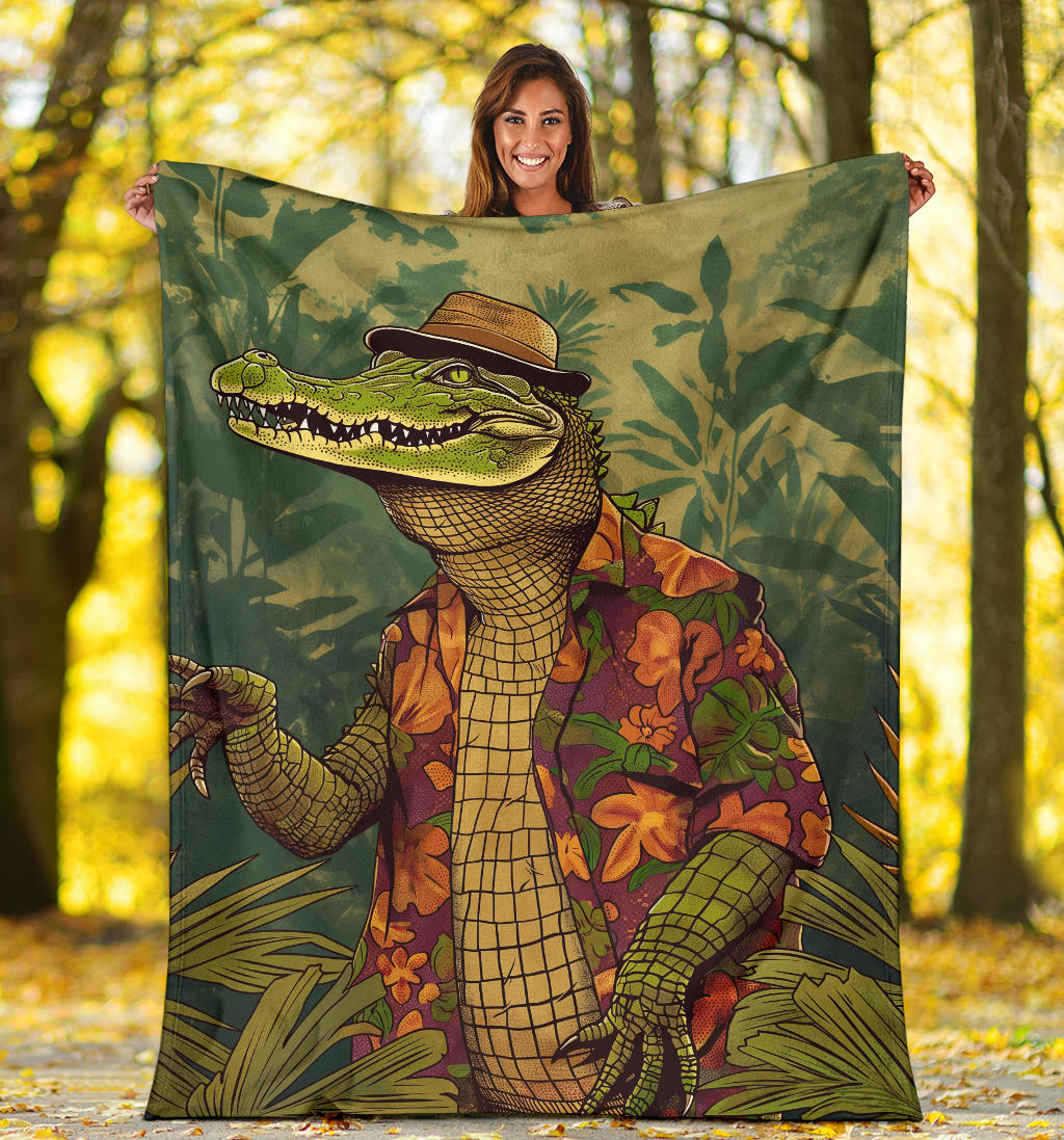 Crocodile Blanket, Trippy Psychedelics Crocodile Fleece Blanket, Crocodile Throw Blanket, Crocodile Gifts