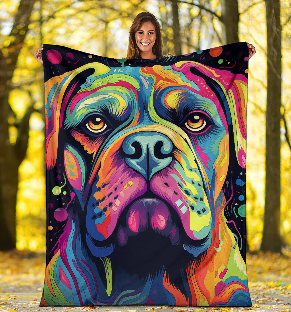 Bullmastiff Blanket, Trippy Psychedelics Bullmastiff Fleece Blanket, Bullmastiff Throw Blanket, Bullmastiff Gifts