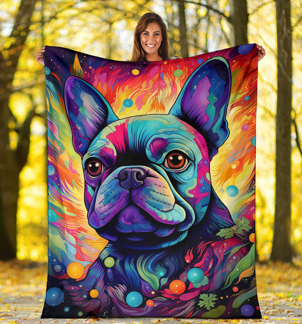 French Bulldog Blanket, French Bulldog Trippy Blanket, French Bulldog Gifts,French Bulldog Throw Blanket